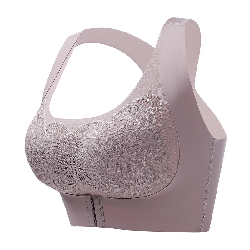 Sexy Ladies Bra Push Up No Steel Ring Seamless Beautiful Back Breast Correction Hunchback No Trace  Two-in-One Front Buckle