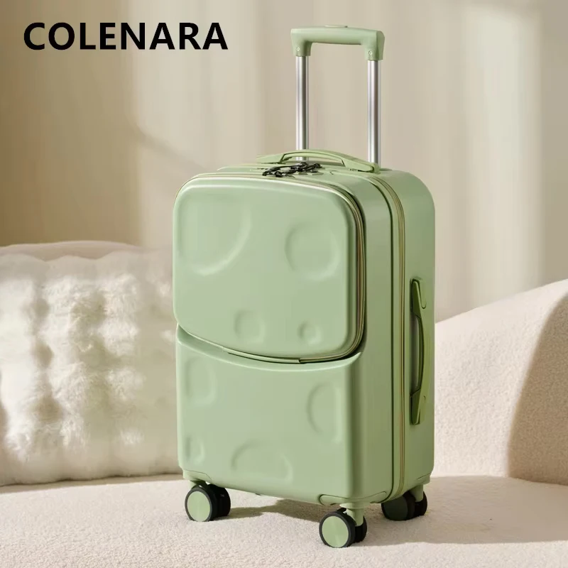 COLENARA USB Charging Suitcase Front Opening Laptop Boarding Case High Capacity Trolley Case 20