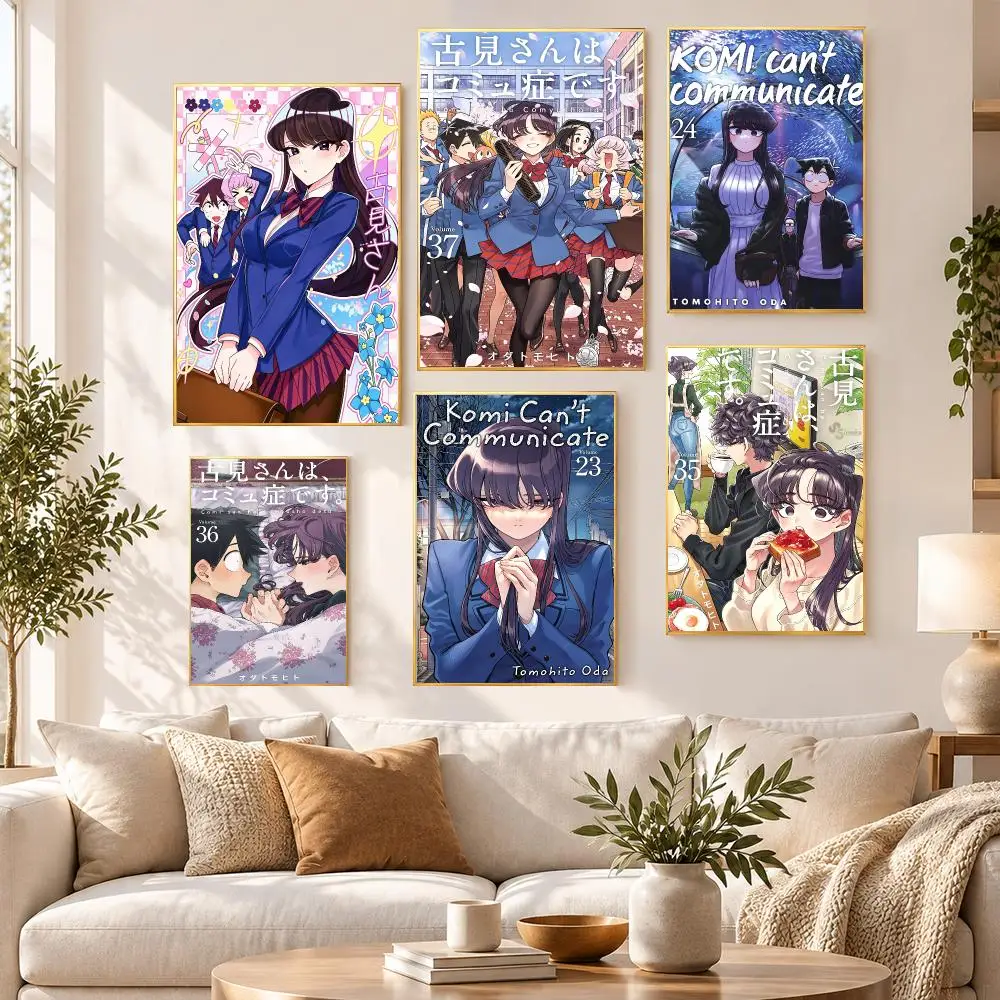 Anime Action Komi Can't Communicate Poster PP Self Adhesive Wall Decor Aesthetic Bedroom Gaming Room Home Holiday Gift