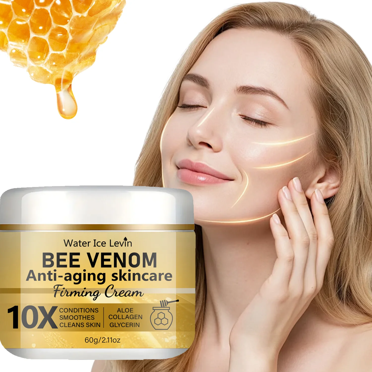 Bee Venom Firming Cream with Aloe & Collagen - 10X Anti-Aging, Deep Moisturizing & Smoothing for All Skin Types