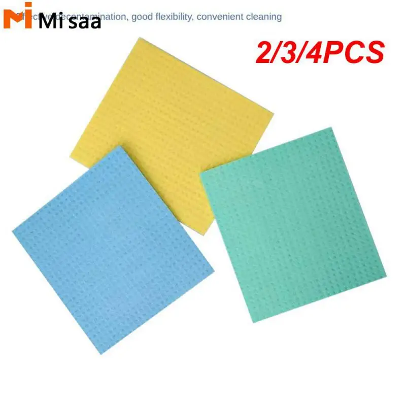 2/3/4PCS Kitchen Dish Towels Washable Reusable Polychromatic Compressed Wood Pulp Cotton Rag Baijie Cloth Absorbent Effective