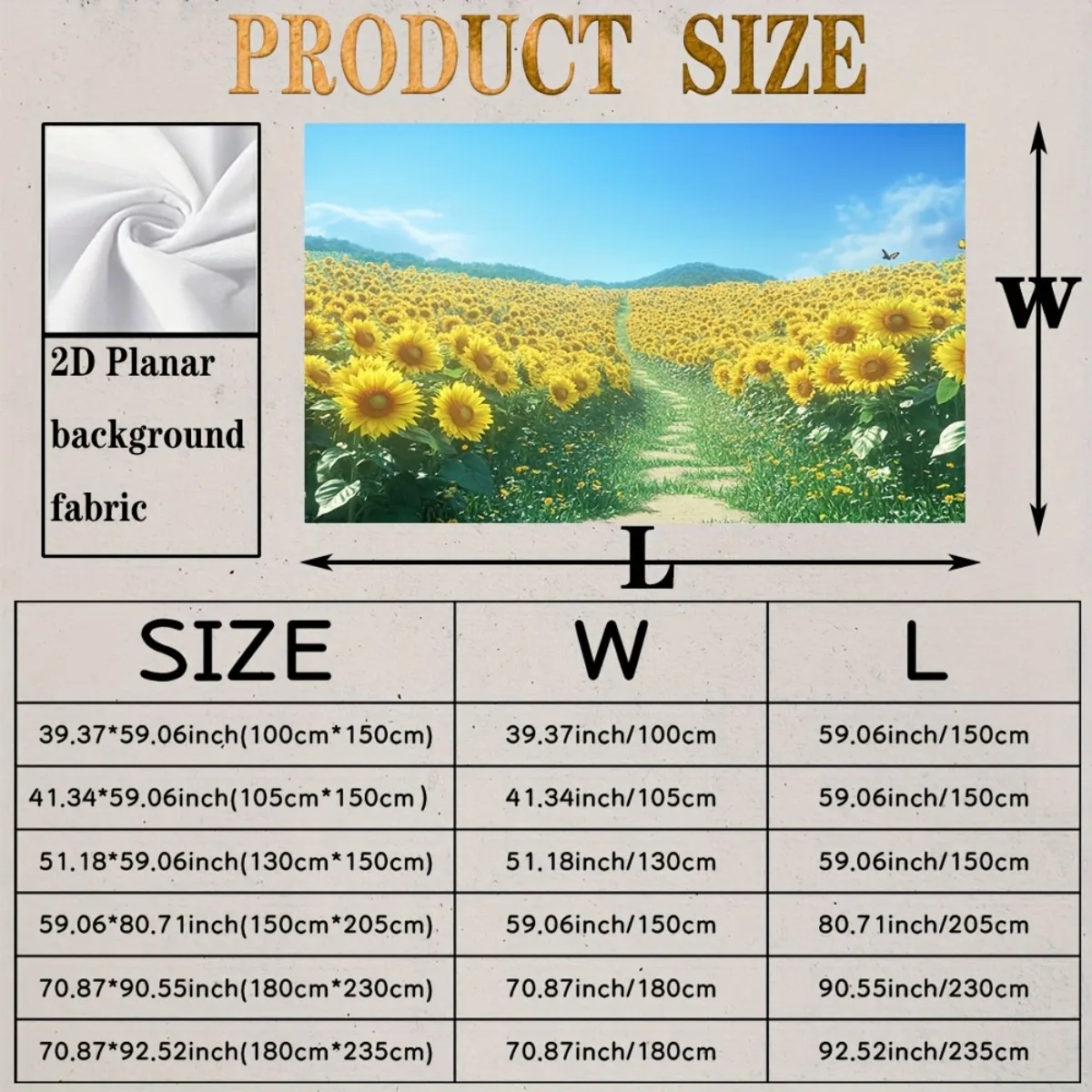 2D Flat, Vibrant Sunflower Field Tapestry with Golden Blooms & Busy Bees - Large Realistic 2D Flat Wall Hanging for Home Decor,