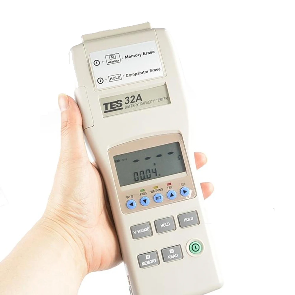 TES-32A Lithium Battery Capacity Tester 0-500AH with DCV Resistance Measurement RS232