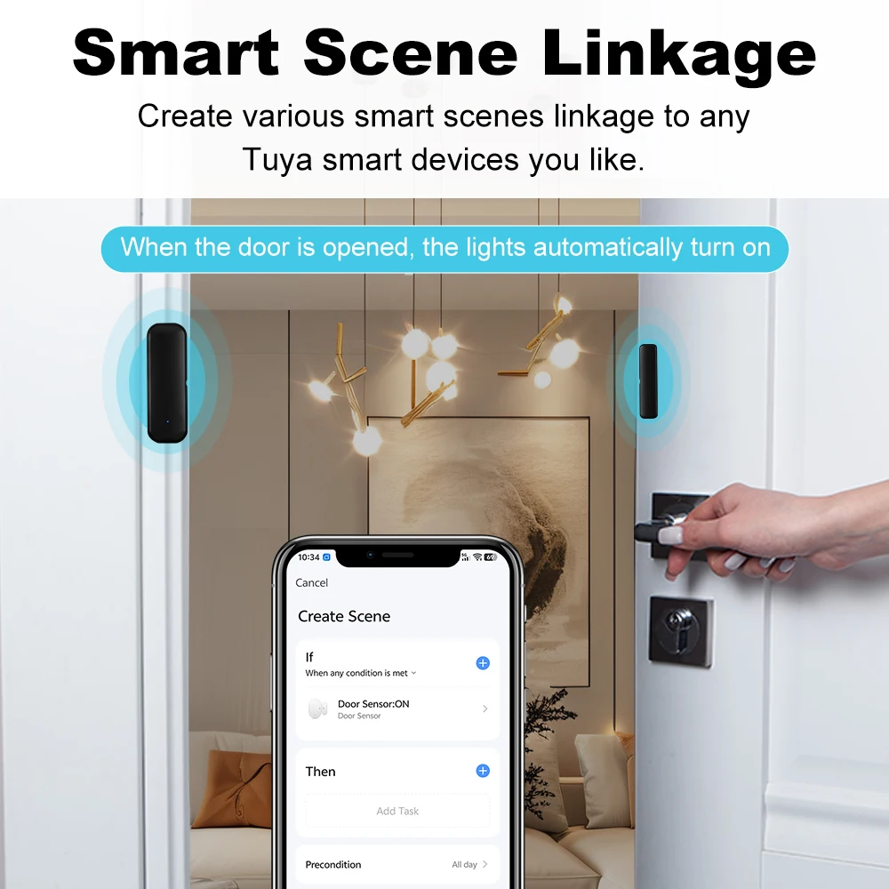WiFi สมาร์ทเซ็นเซอร์ประตูและหน้าต่าง Magnetic Security ALARM บันทึก REMOTE Monitor Controller สําหรับ SmartThings Alexa Google Home