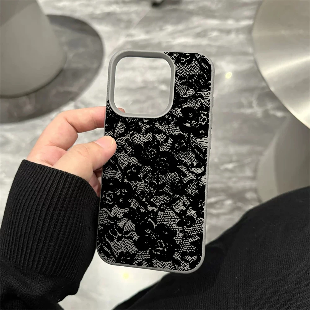 Spitzenrosen-Handyhülle für iPhone 17 16 15 14 13 12 Pro Max 16 15 14 Plus 17 16 15 14 13 12 11 Pro 17Air XR Silikon-Matt-Cover – Detail 9