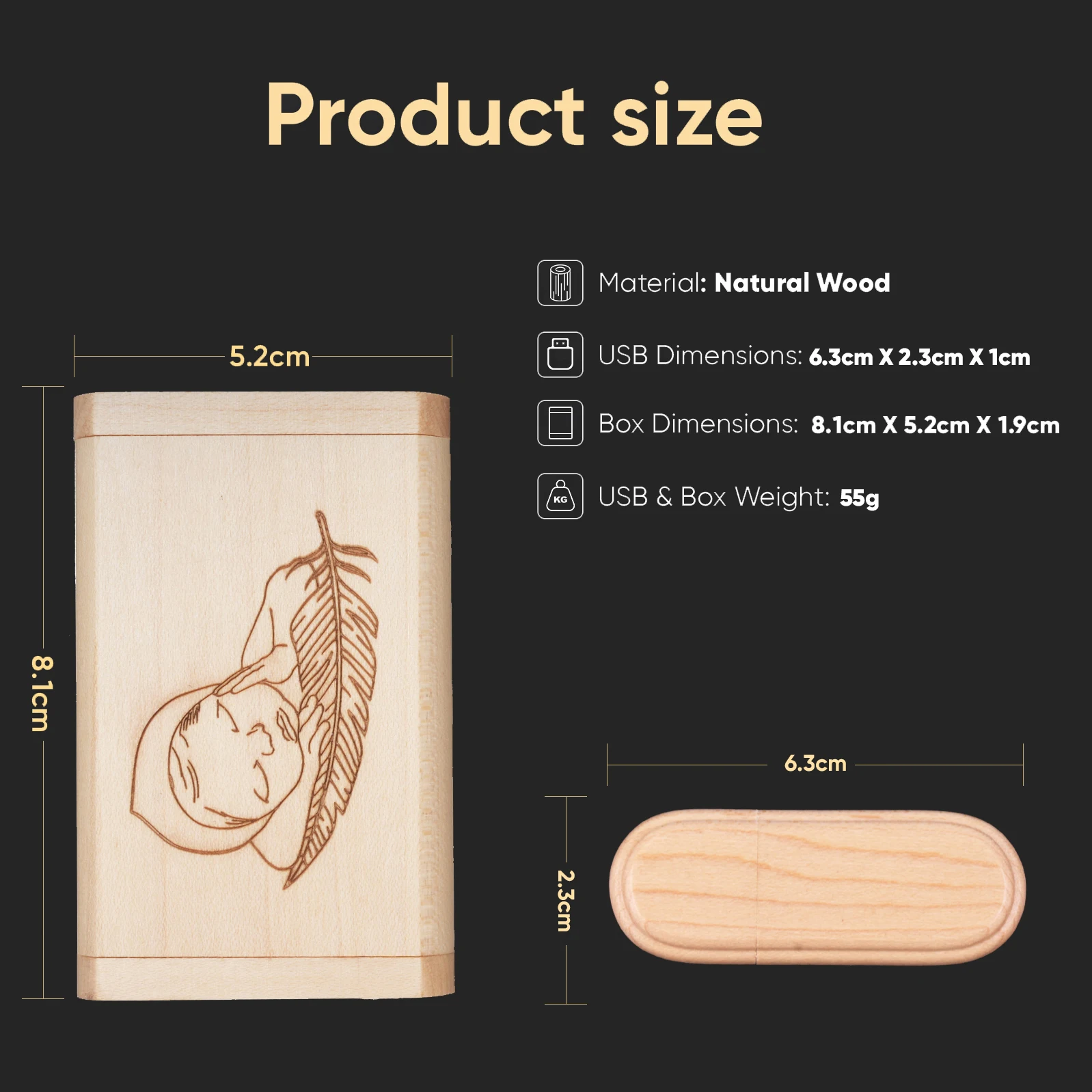 30 Stück USB-Stick aus Holz/Bambus mit kostenlosem individuellem Logo, 8GB 16GB 32GB 64GB 128GB, Hochzeitsgeschenke – Detail 2