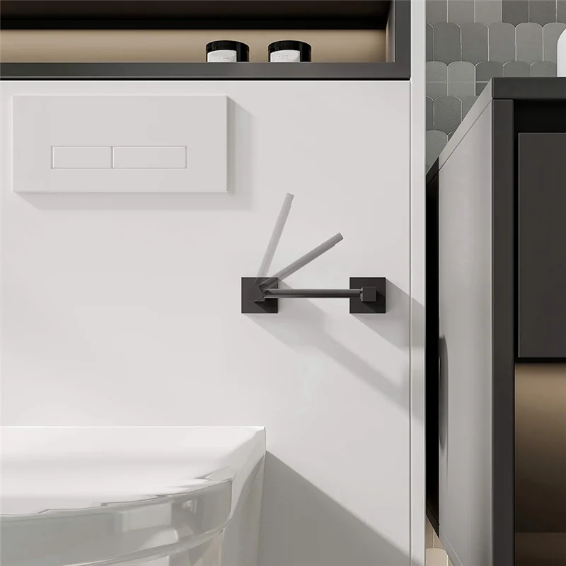 Black Stainless Steel Toilet Paper Holder Double Post Pivot Square Paper Towel Holder Toilet Toilet Holder-AT64