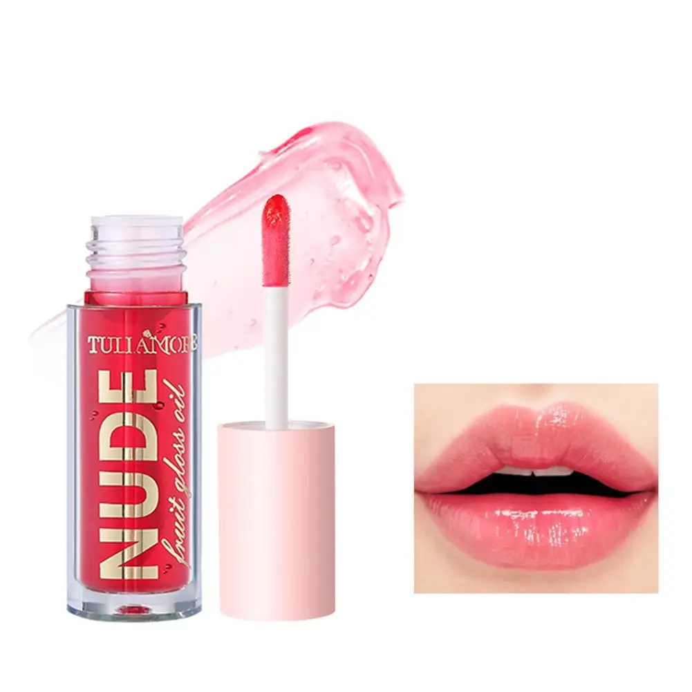 Fruit Lip Gloss Oil, Hidratante Glitter Tint, Maquiagem Lip Plumper, Bálsamo Sexy, Cuidados Cosméticos, Primer Não-Pegajoso, Água Brilhante, K2e7