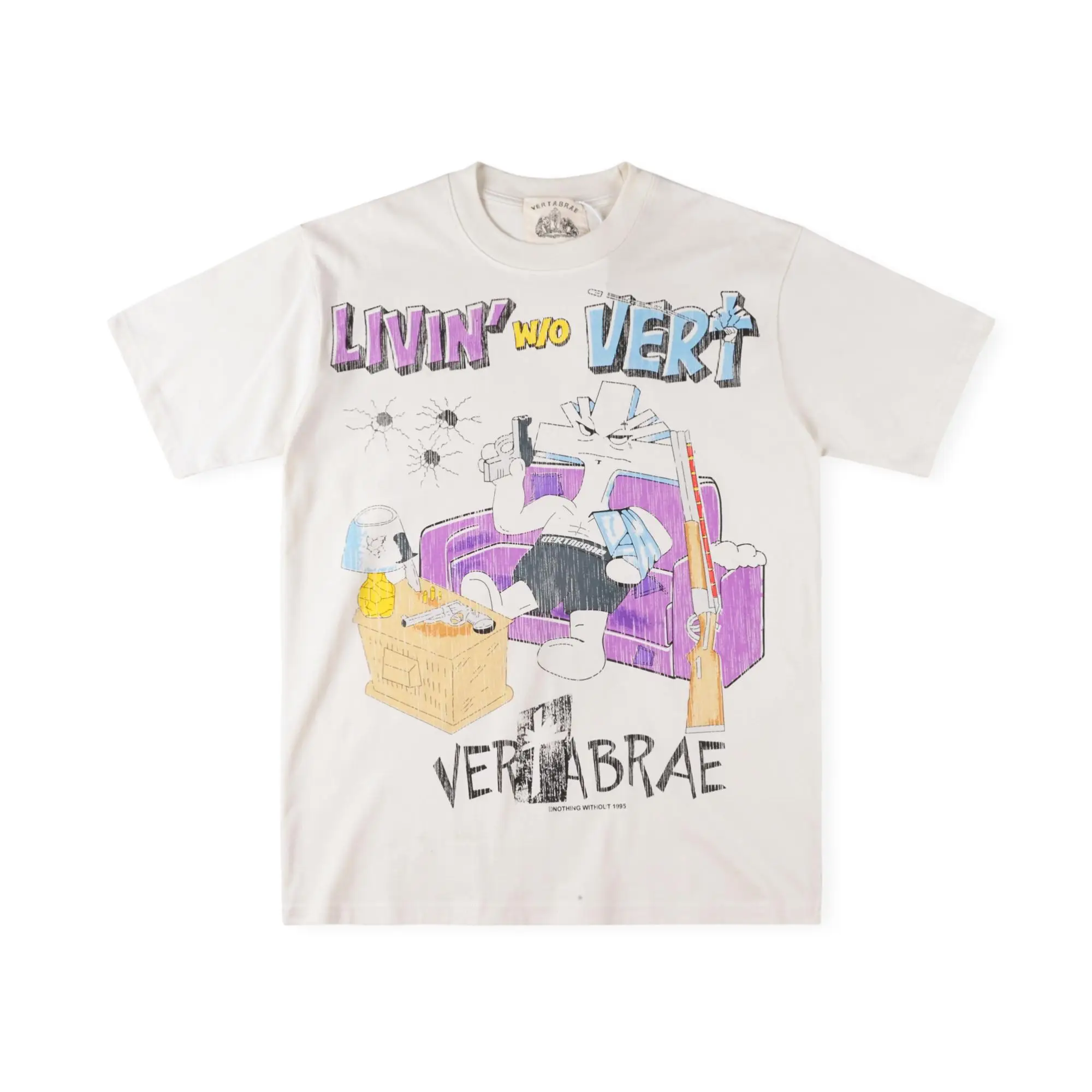 Vertebrae Print Tee Unisex Creative Graffiti Graphic T-Shirt Trendy Pure Cotton Short Sleeve Streetwear Top