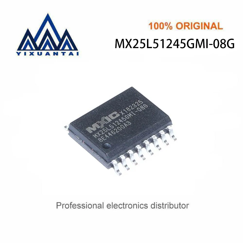 5pcs/Lot  MX25L51245GMI-08G   Flash Memory, Serial NOR, 512 Mbit, 64M x 8bit, SPI, SOP, 16 Pins  New