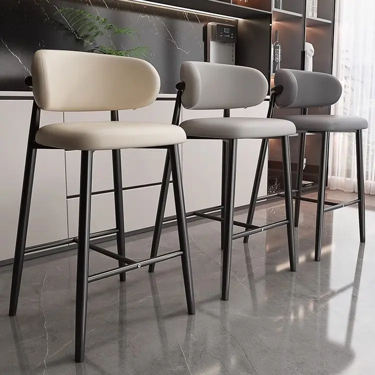 Bar chair Home high stool Bar stool Island high Simple stool Bar Backrest