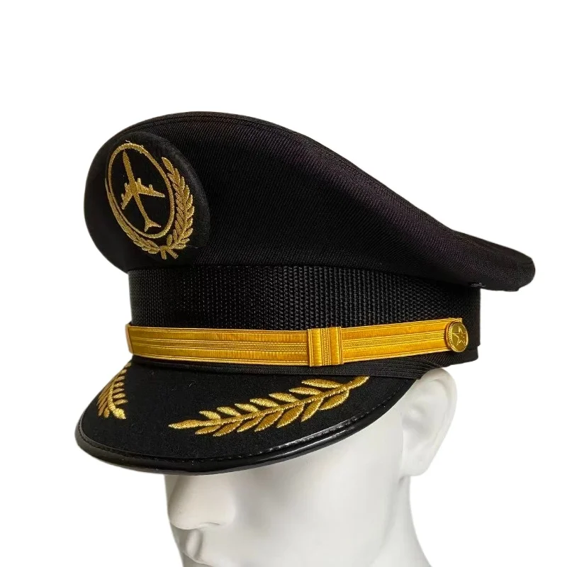 

Шляпа капитана пилота авиакомпании, униформа, фуражка-авиатор, аксессуар для косплея, значок на Хэллоуин, шляпа с козырьком для мужчин и женщин