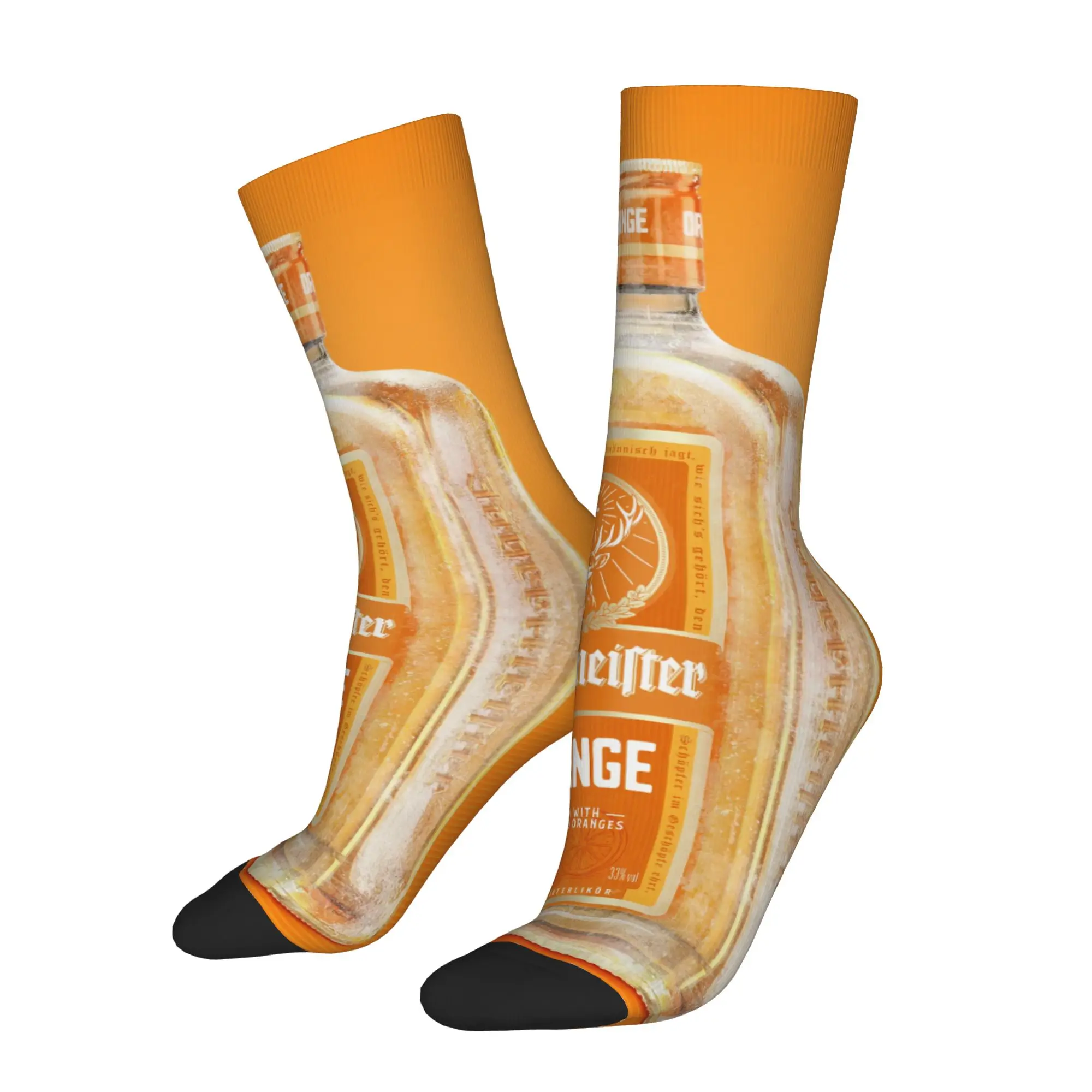 

Funny Sock Jägermeister jJägermeister Orange Frosted Bottle Harajuku Quality Pattern Printed Men Socks Novelty Men's Socks