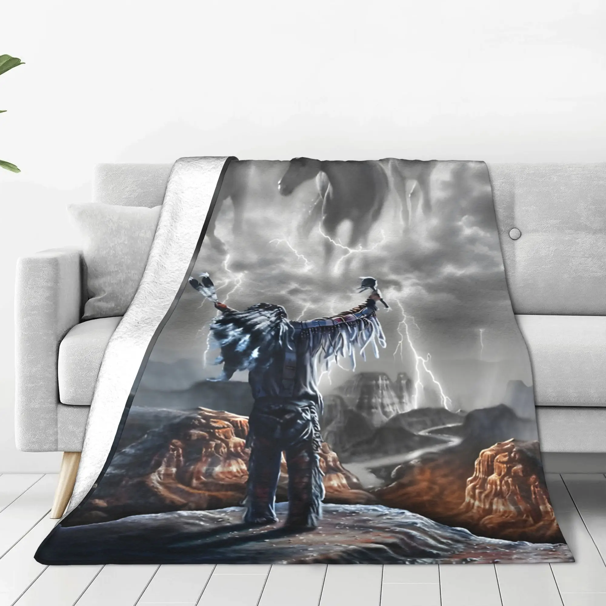1PC Summoning The Storm Trippy Landscape Home Room Decorations Winter Blankets For Adults Bedding Home Interior Sofa Knee