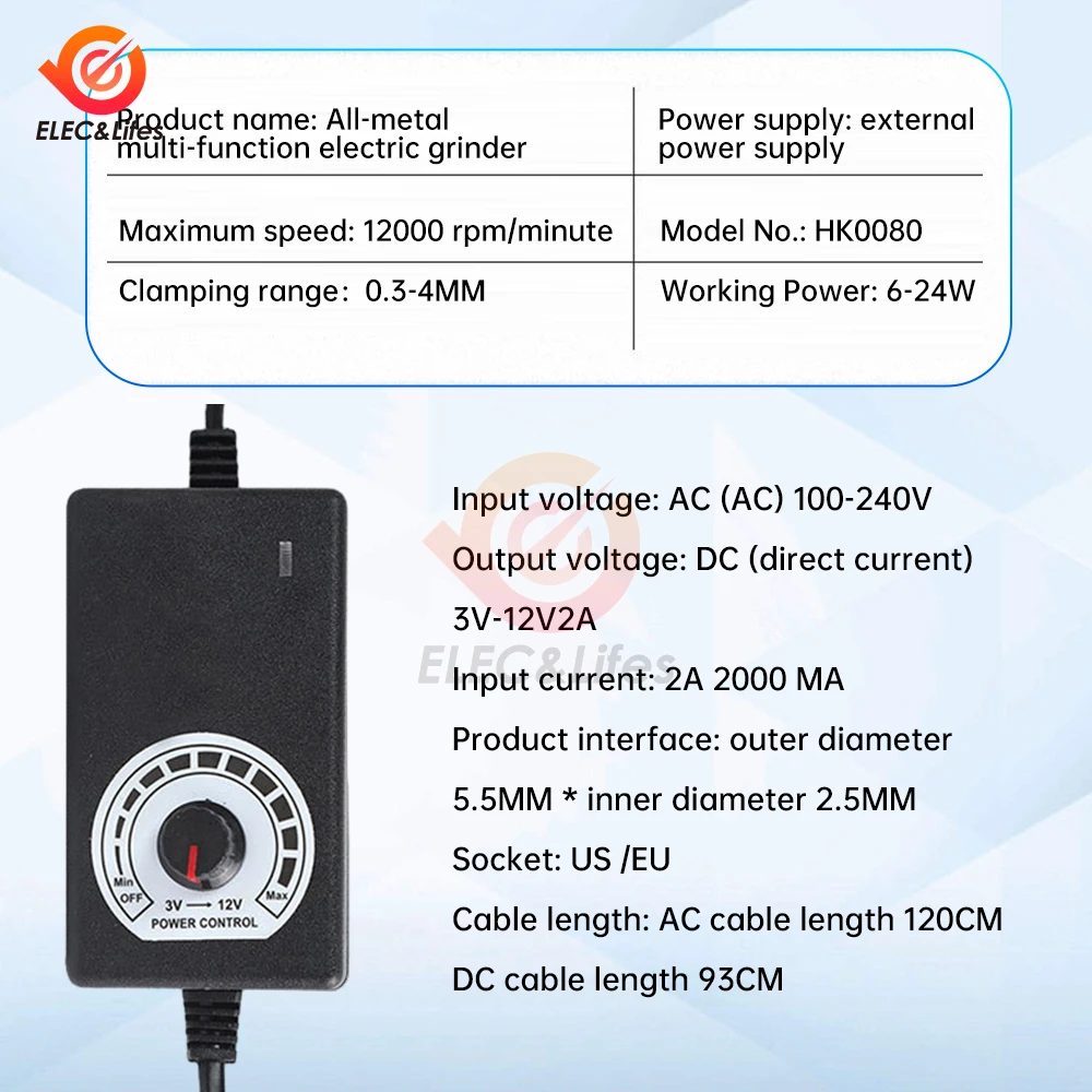 Imagem -04 - Gravador de Furadeiras Elétrico com Regulação de Velocidade Contínua Retificadora Ferramenta de Polimento 110v 220v 12000rpm 624w