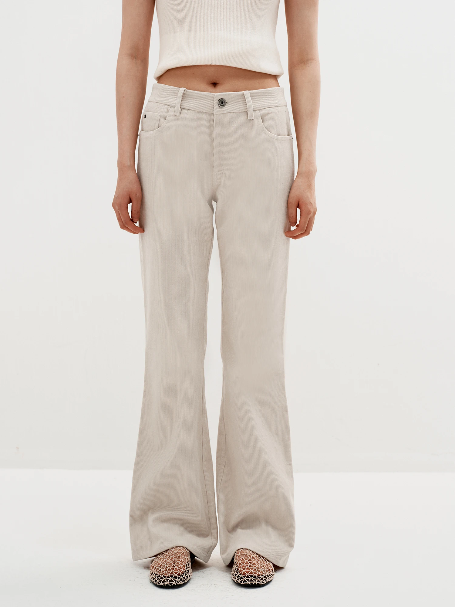

Low Waist Cotton Corduroy Bell Bot Jeans for Women Casual Sle Button Fly Pants High Waist Loose Fit Winter Collection