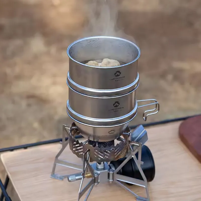 CAMPINGMOON Camping al aire libre y Picnic jaula de vapor para bollos al vapor de acero inoxidable rejilla para cocinar al vapor cajón bandeja para vapor