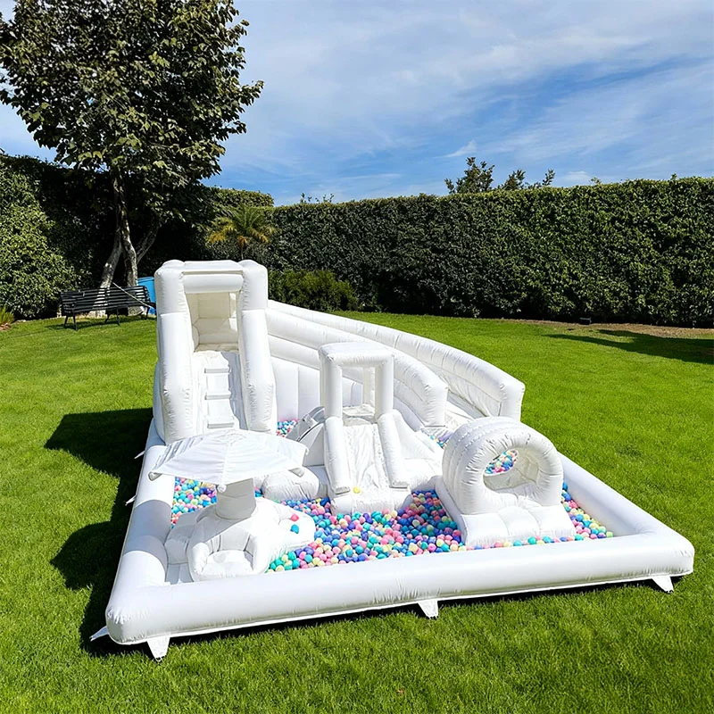 مجموعة متنزه مائية قابلة للنفخ في الصيف الرائع مع حصيرة سبلاش، شرائح وحفرة كروية، ممتعة لعب ناعمة لملعب الأطفال في الهواء الطلق #1