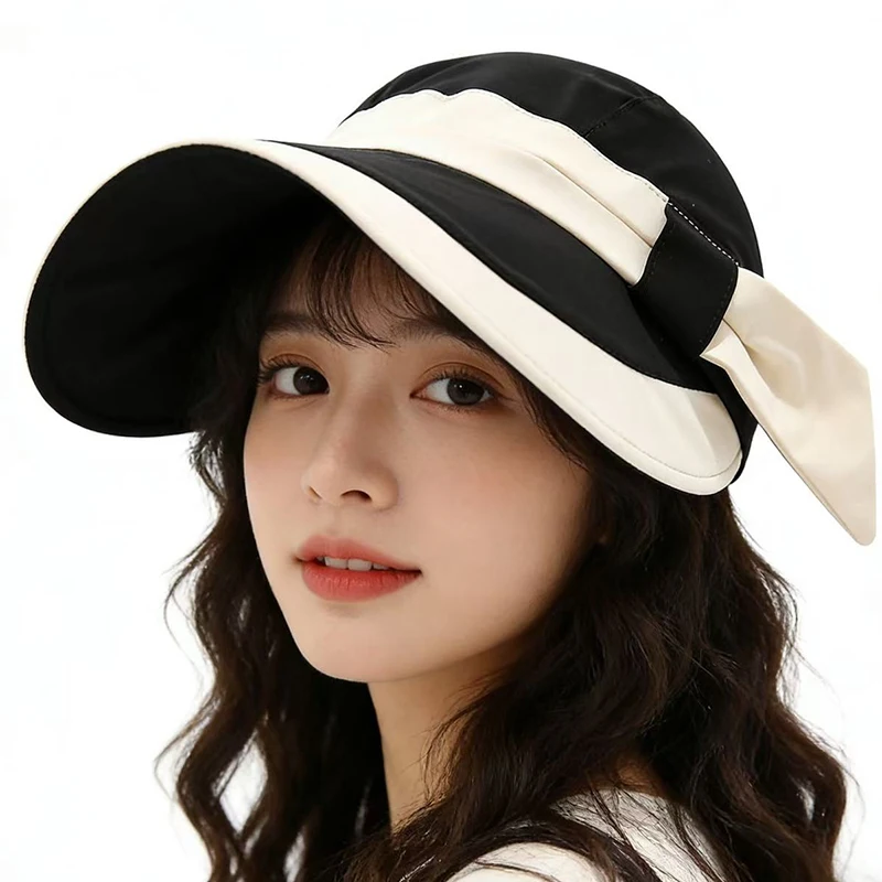 Hot sale Summer Outdoor Travel Fisherman's Hat Korean Version Bow Big Eaves Sunshade Face Covering Cycling Sunscreen Sun Hat
