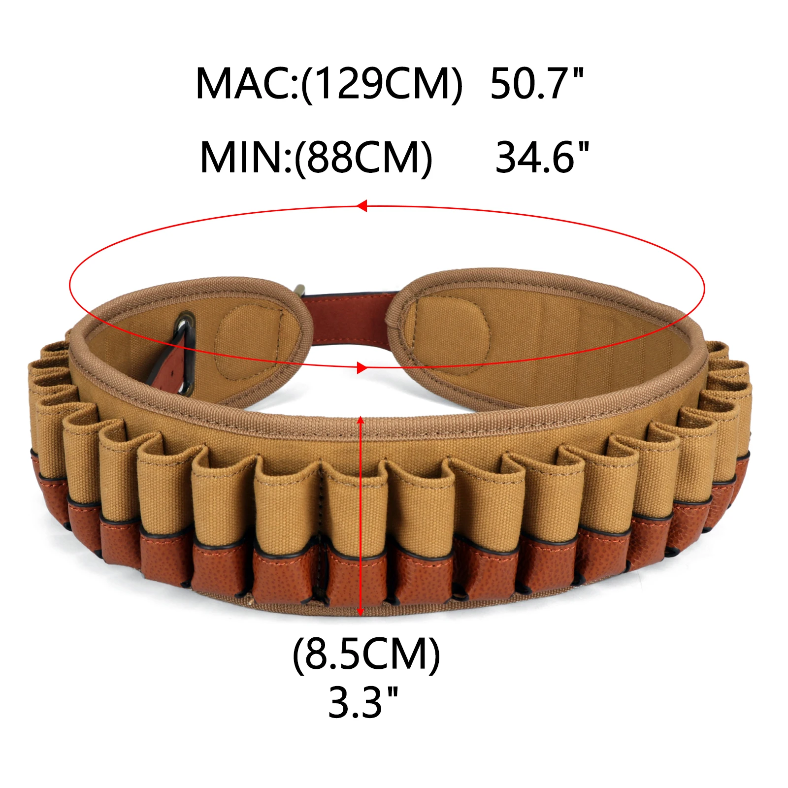 Tourbon Hunting Bandolier Gun 12 Gauge Ammo Bullet cartucce cintura tela porta munizioni in vera pelle per le riprese