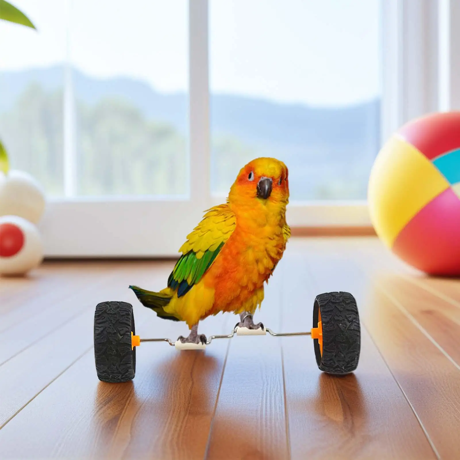 Bicicleta de equilibrio para loros, juguete de bicicleta de equilibrio, jaula de rodillo de fila interactiva, suministros deportivos, vehículo de equilibrio de cacatúas para percha de madera