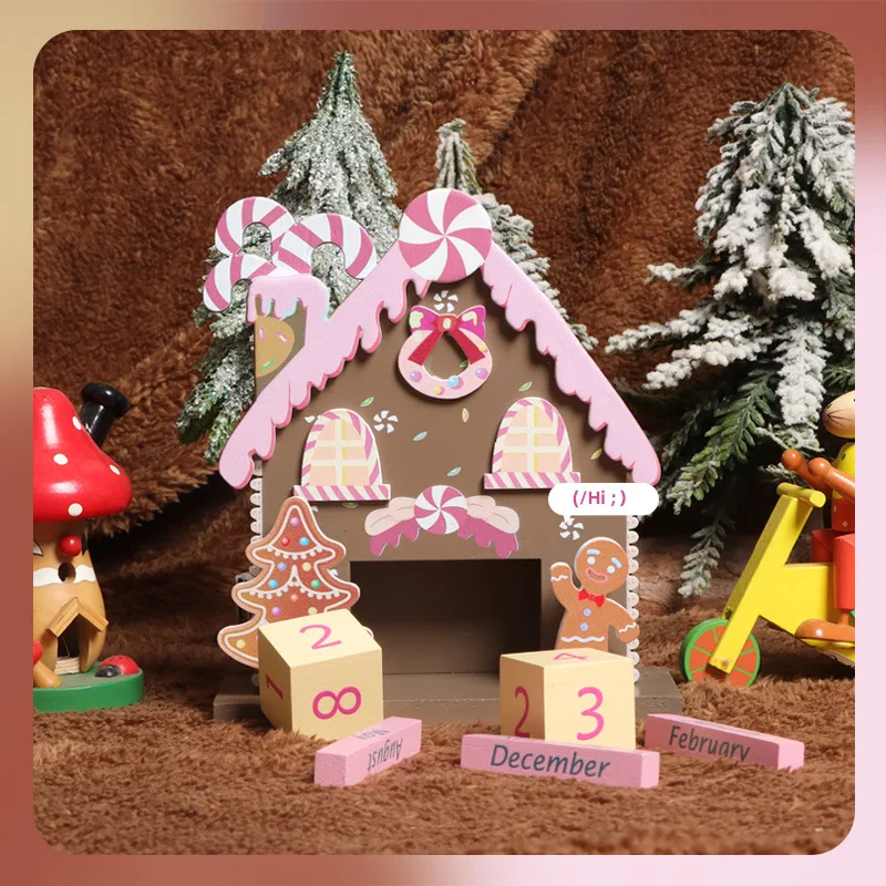 Macaroon Christmas Wooden Calendar Lovely Perpetual Desk Calendar Countdown Card Desktop Bedside Table Ornament Home Decoration