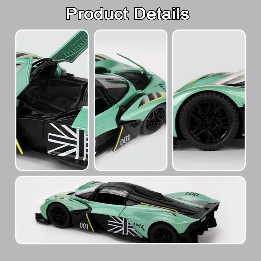 Valkyrie DB12 – voiture de sport en alliage moulé sous pression, son et lumière, portes de supercar ouvertes, jouets à tirer, Collection de cadeaux pour enfants, 1:32