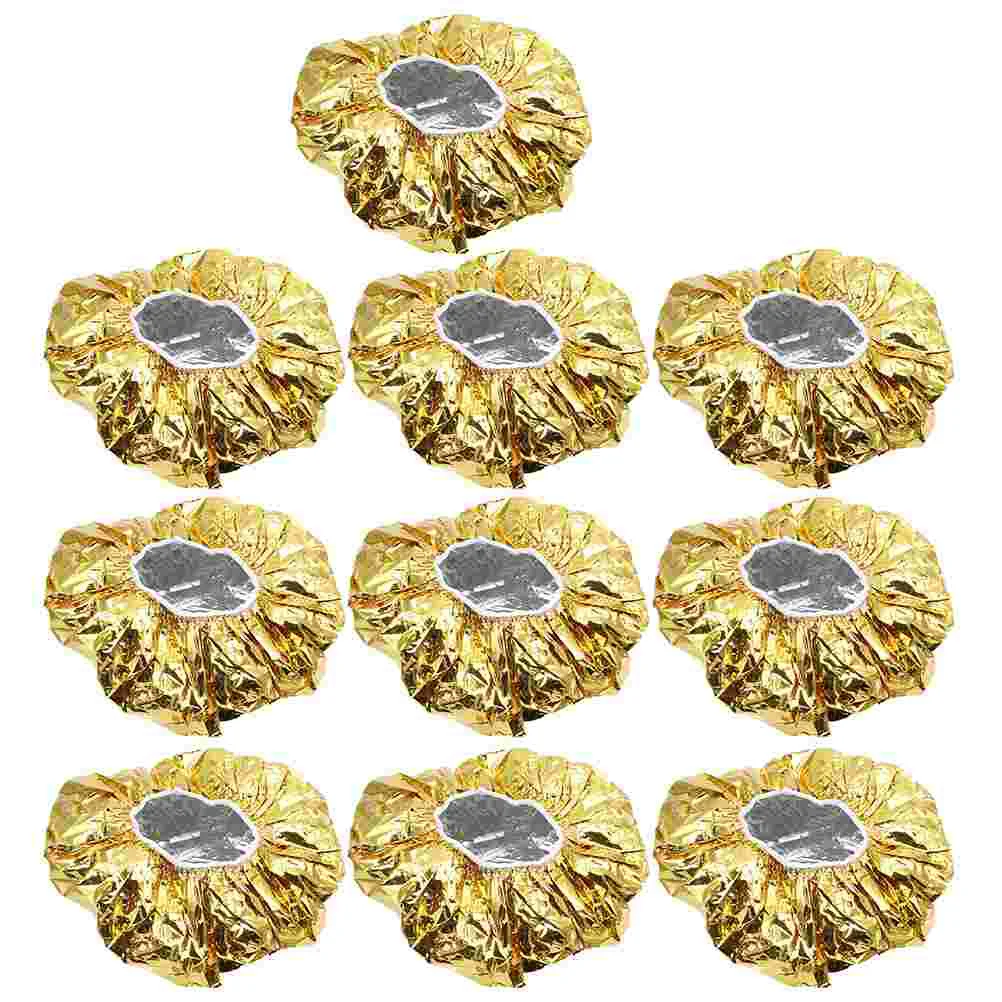 

10 Pcs Shower Caps Aluminum Foil Hair Styling Water Proof Hairdressing Golden Heat