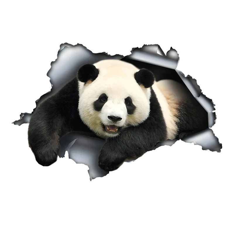 DK530# 3D Panda Break the Wall Car Sticker, Waterproof Vinyl Material Accessories, Interesting For Cars, Trucks, Motorcycles, Wa