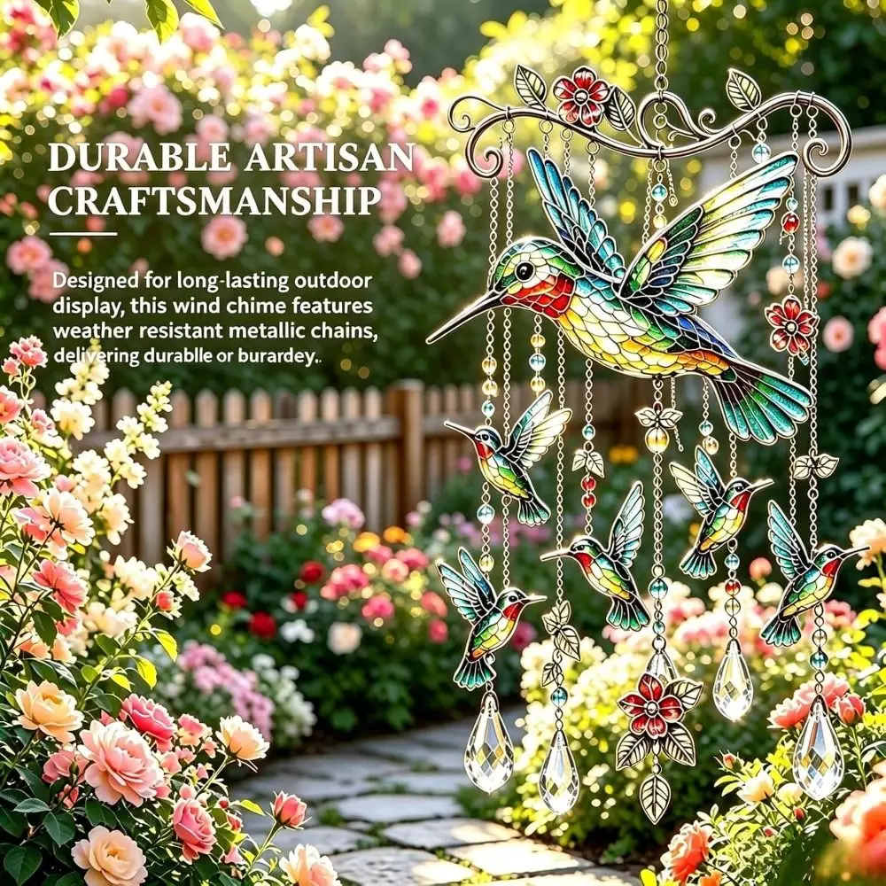 Crystal Wind Chime Hummingbird Wind Chime Crystal Pendants Hummingbird Bird Wind Chime Gentle Chime Sound Metal