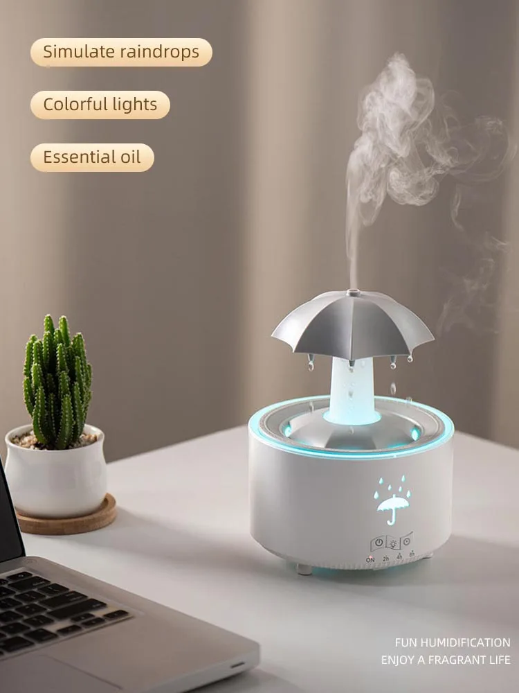 Humidificateur d'air goutte d'eau parapluie créatif avec lumière colorée goutte de pluie arôme diffuseur d'huile essentielle humidificateur d'aromathérapie