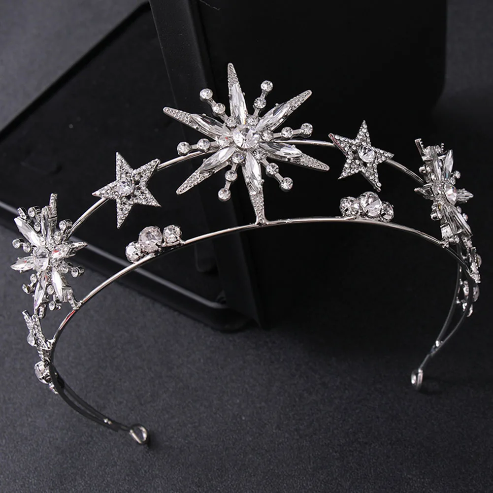 Star Shapedcrown Sparkling Rhinestone Double Layer Hairband For Women Birthday Party Wedding Hair Accessories Fashion Prom Tiara view 5