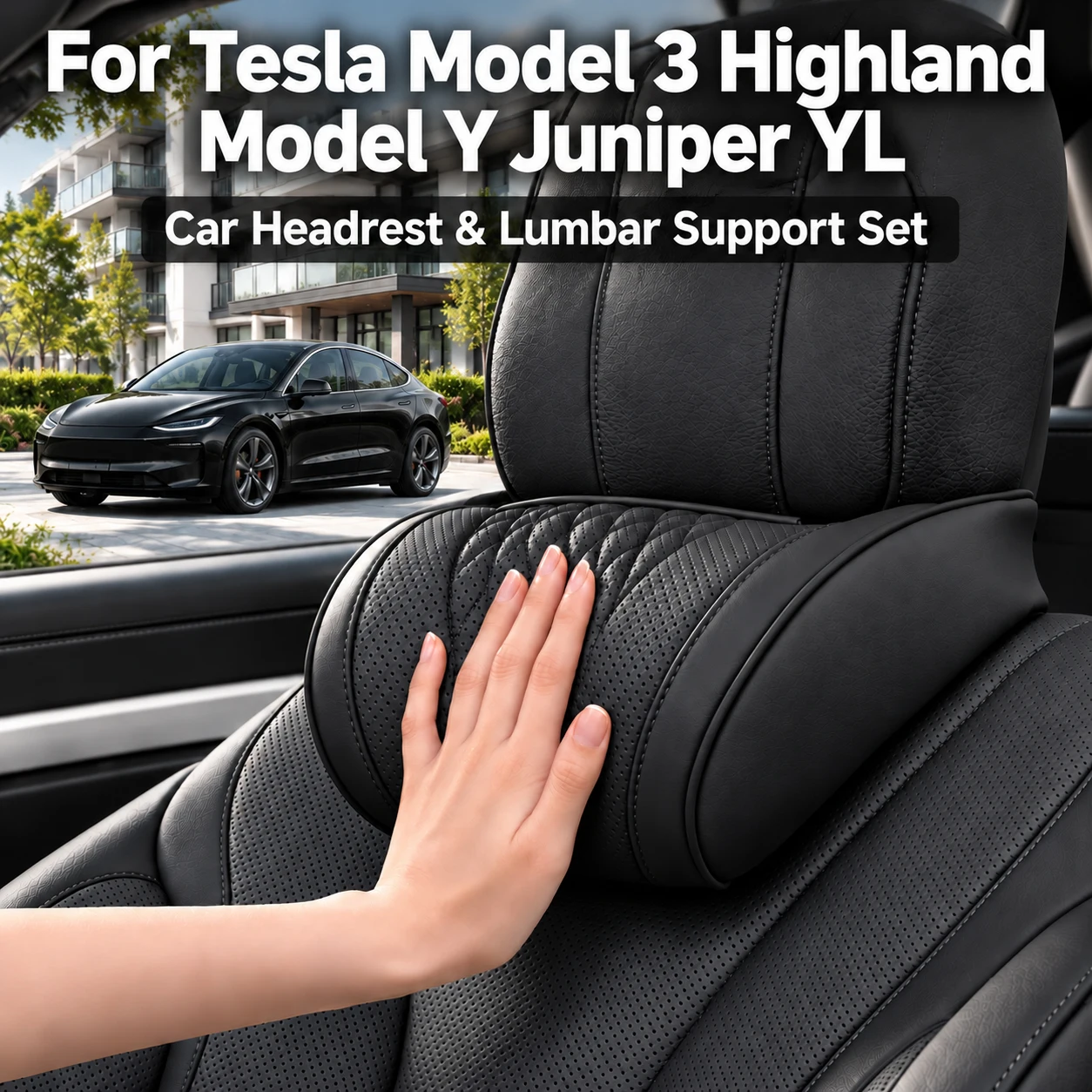 For Tesla Model 3 Highland Model Y Juniper YL Car Headrest Neck Support Seat Car Pillow Neck Cushion Odorless Won’t Collapse
