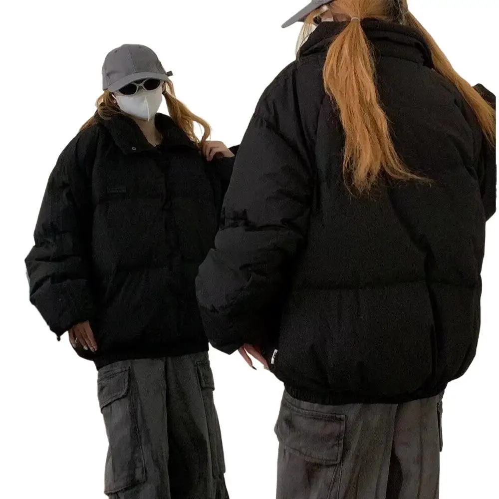 Novo estilo curto gola casaco de inverno forma pão solto ajuste gola feminina fechamento com zíper jaqueta de algodão para adultos
