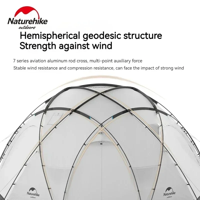 Naturehike Geodesic Dome Tent With Chimney 4-season for Family Outdoor Camping Waterproof Windproof Snow Skirt Gift Floor Mat