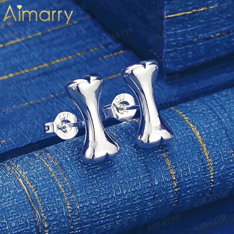 925 Sterling Silver Smooth Cartoon Dog Bone Earrings for Women's Parties Banquets Weddings High-quality Fashion Jewelry