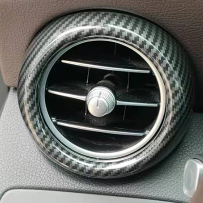 Car Styling Front Air Conditioning Vents Rings Decor Cover Trim Carbon Fiber Color For Mercedes Benz GLC 2020-2022 Accessories