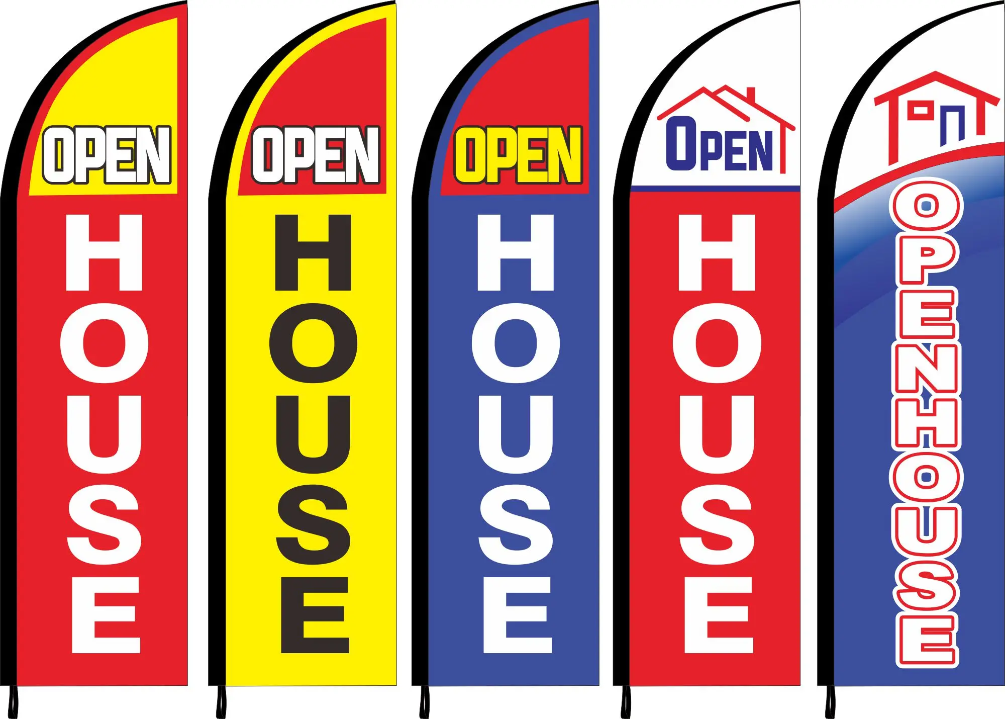 Feather Flag Beach Swoop Blade Knife Banner, Open House OpenHouse Agent Inside, Custom Printing