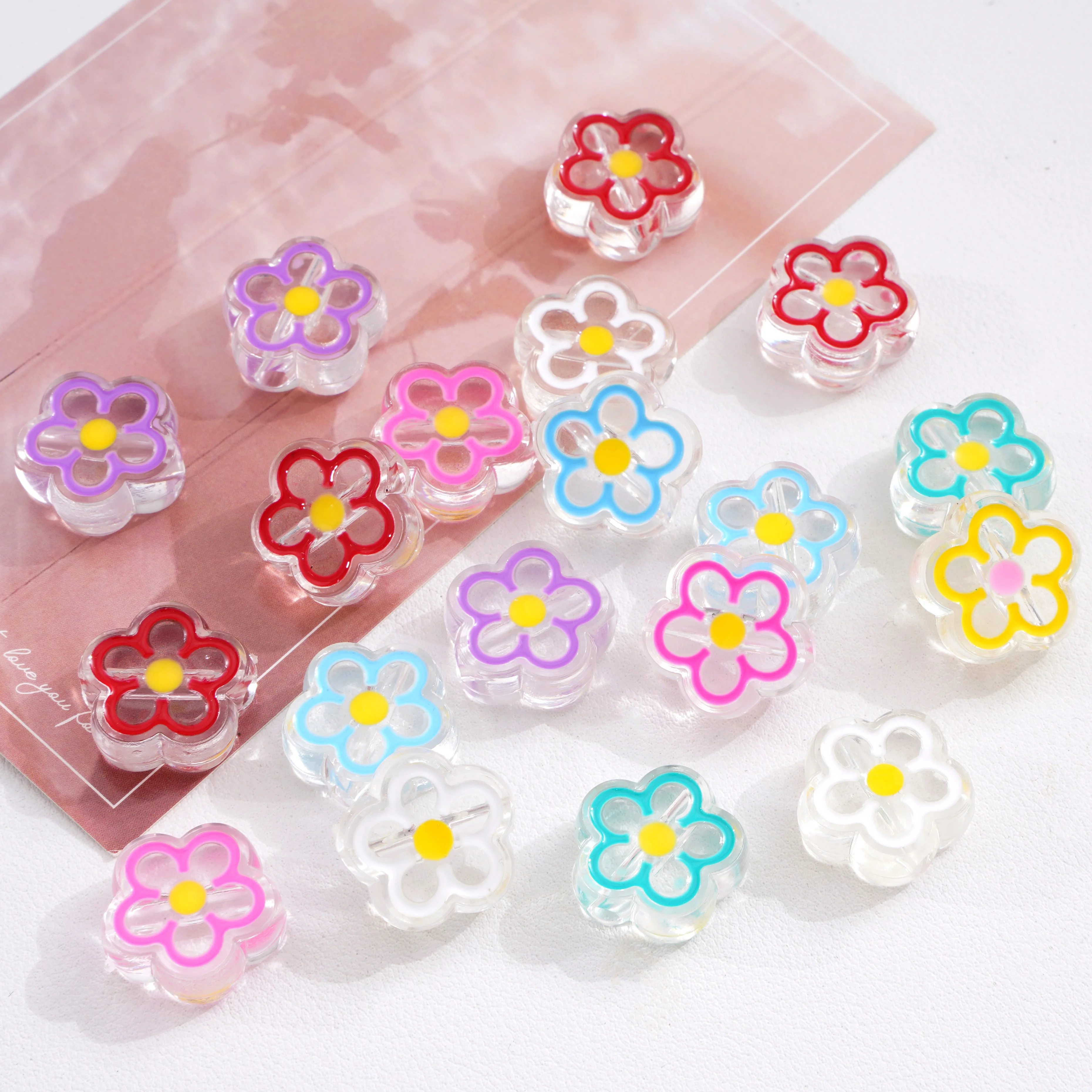 

6-20pcs 20mm Transparent Candy Color Cute Plum blossom Beads Handcrafted Necklace Bracelet Pendants Craft Making