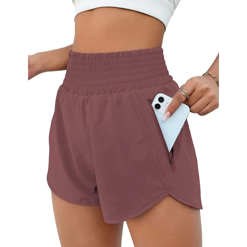 Women Yoga Shorts High Waist Double Layer Running Gym Shorts With Pocket Summer Sportswear Fitness Clothes Jogger Short New