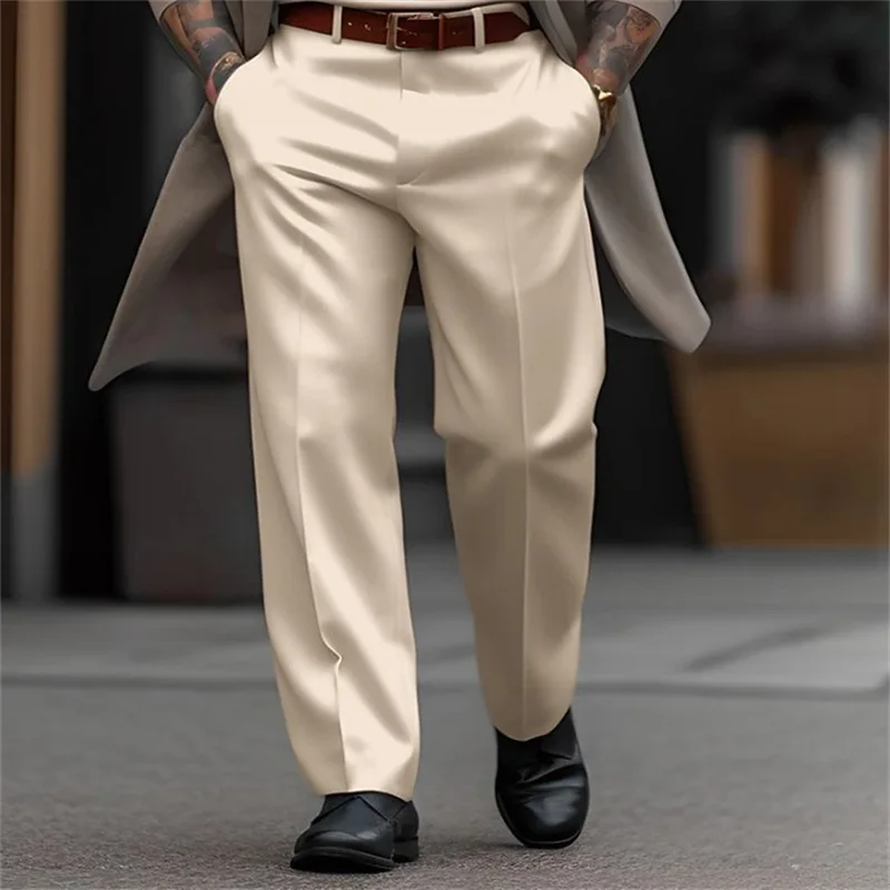 

Men's Formal Solid Color Fashion Street Daily Outdoor Loose Straight Suit Casual Pants Pants
