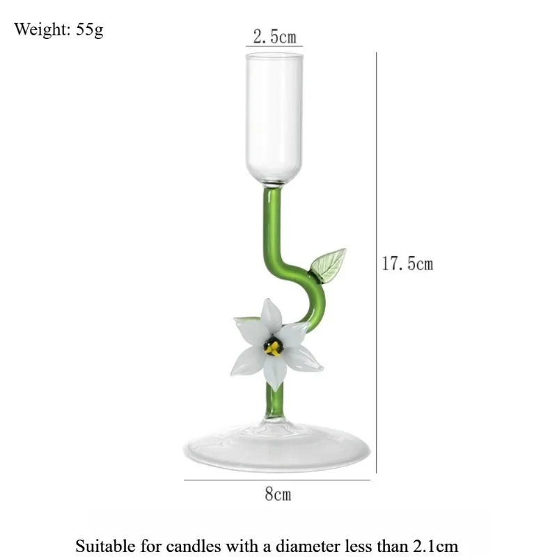 Modern Flowers Birds Decorative Candle Holders High Footed Glass Candlestick Desktop Home Atmosphere Wedding Party Decor