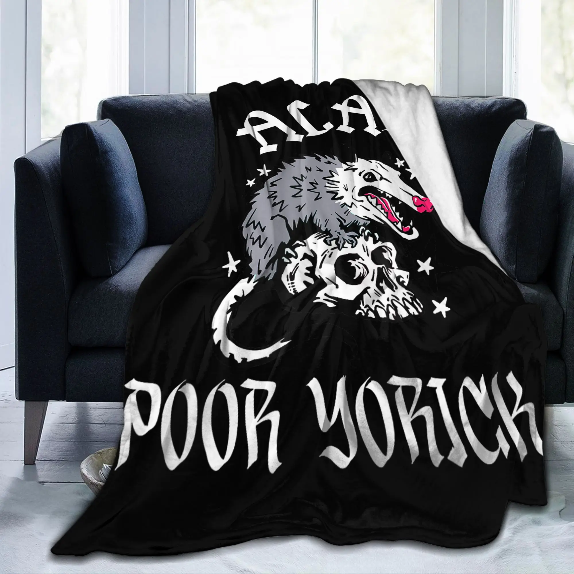 Possum Skull William Shakespeare Hamlet Flannel Throw Blanket Alas Poor Yorick Rug Piece Knitted Blanket Multi-function Throws