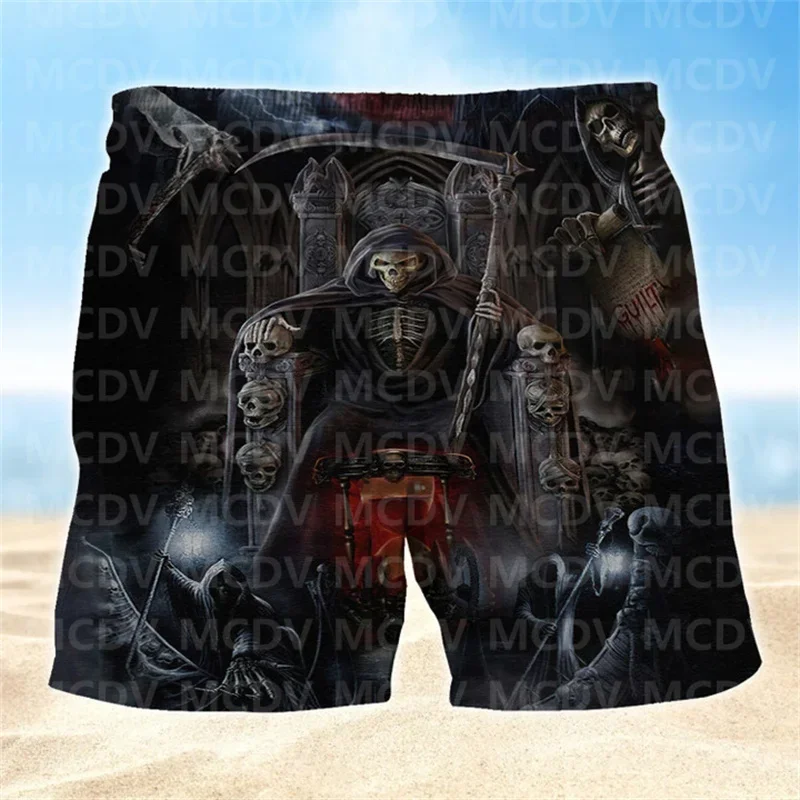 Skull Neither Hear Nor See Mens Boardshorts, Skull Lover Men\'s Swim Trunks, Skull Lover Hawaiian Shorts for Men