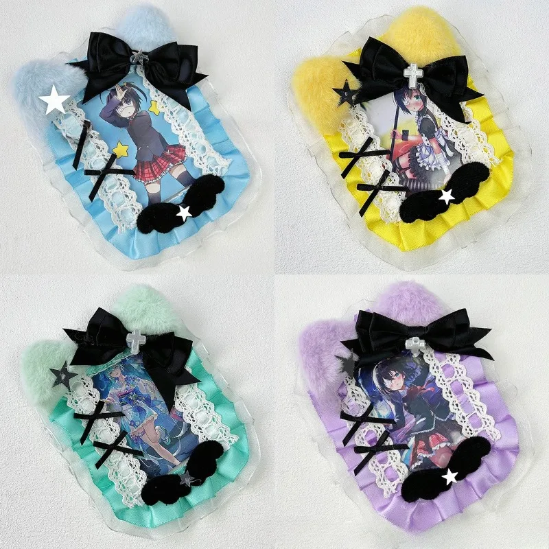 Kawaii Cat Ear Photocard Holder with Lace Handmade Ins Style 3 Inch Photo Card Case Cute Kpop Idol Card Protector Display Sleeve