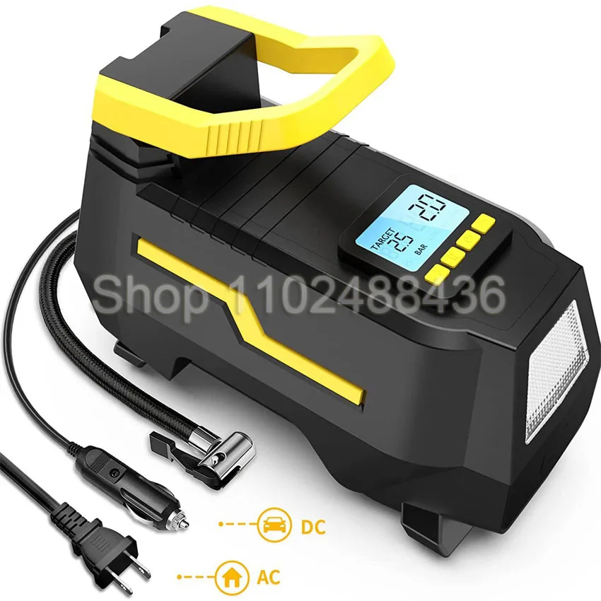 

DC/AC 12 В/110-220 В автомобильный воздушный компрессор, насос для накачивания шин, воздушный насос с цифровым манометром, воздушный инжектор для шин, накачка шин