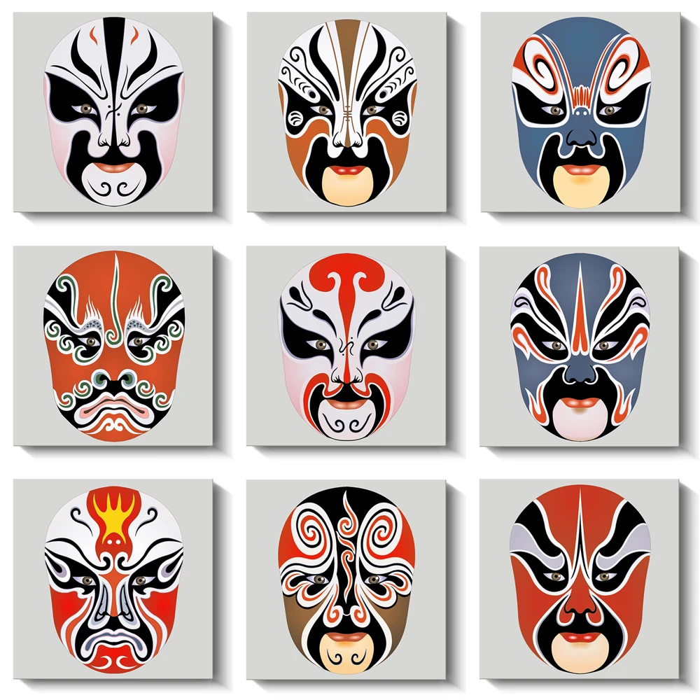 New Chinese Decorative Paintings Sichuan Opera Peking Opera Opera Masks Canvas Posters and Prints for Living Room Decoration