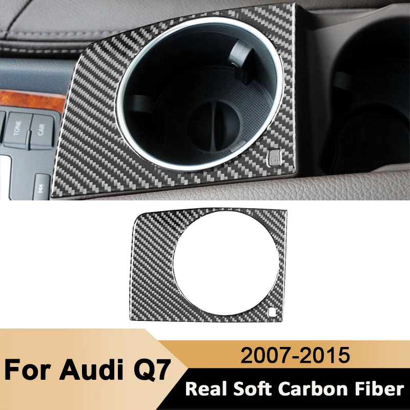 

For Audi Q7 2007- 2015 Carbon Fiber Car Central Console Water Cup Holder Trim Frame Decorative Sticker Auto Interior Accessories