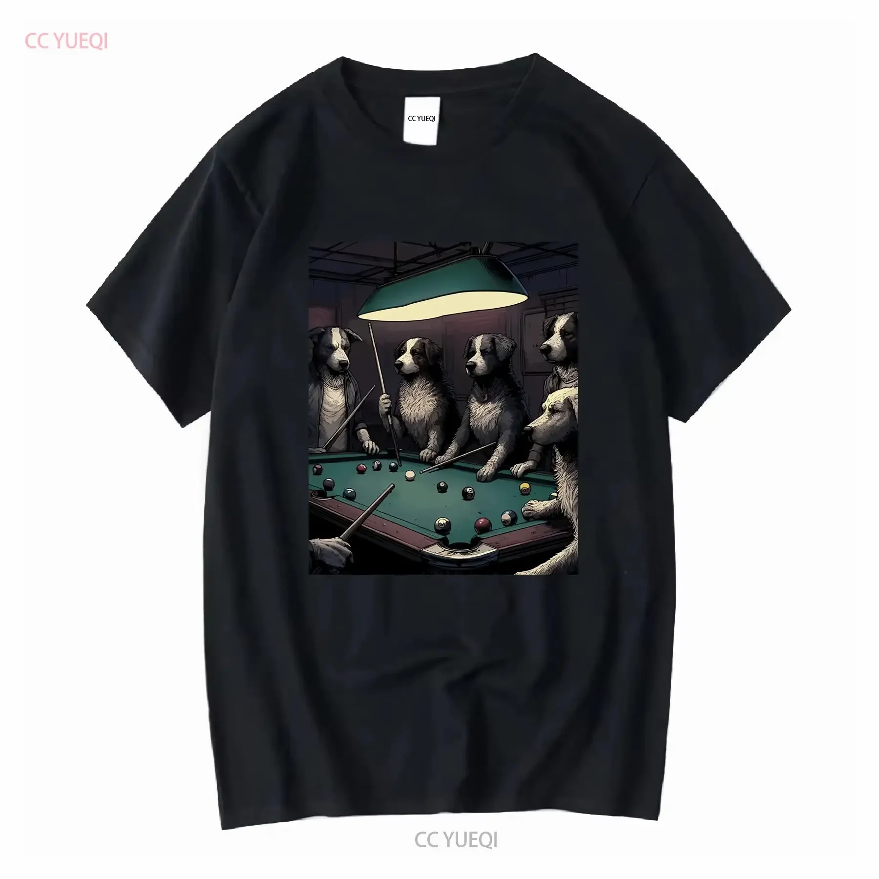 NEW LIMITED Game Night Time Dogs On Billiards Pool Table Shooting 8 Ball T Shirt long or short sleeves vintage Washed Stretched