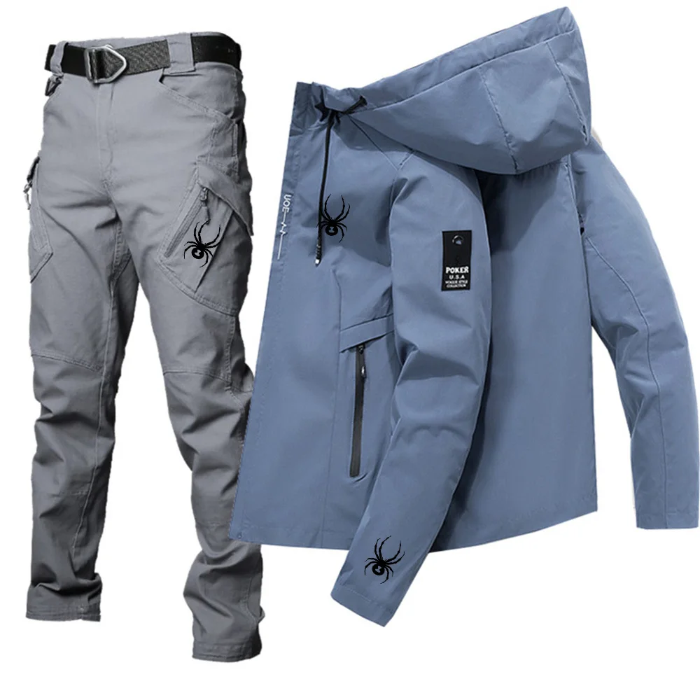 SPYDER IX9-traje cómodo y cálido para hombre, abrigo con cremallera y pantalones, Sudadera con cuello de ocio de negocios, Otoño e Invierno